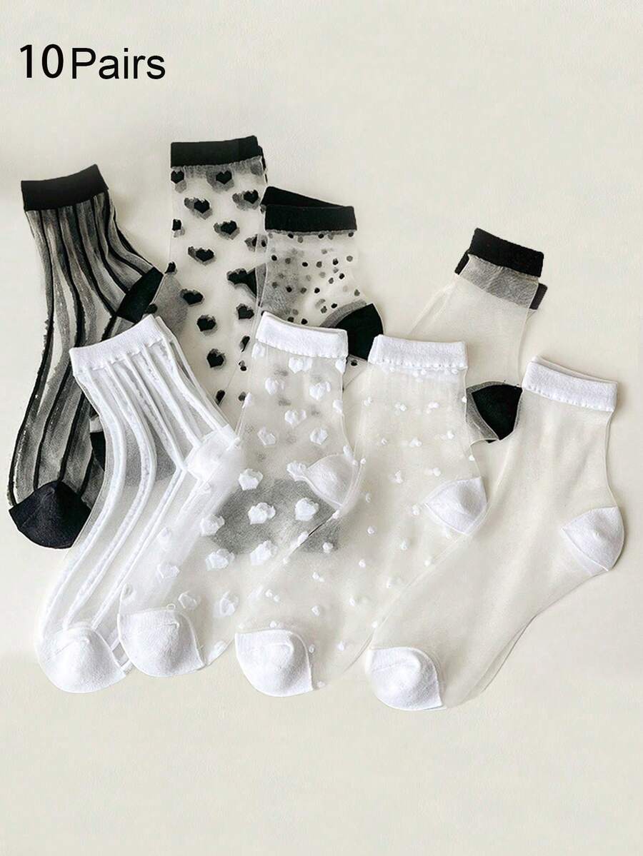 1/3 Pair Bow Lace Thigh High Socks, Suitable For Mini Skirts, Y2K Style, Valentine's Day Women's Wear, Women's Socks, Valentine's Day, Thigh High Socks, Valentine's Day Gift, Women's Thigh High Socks - Multicolor - View 1