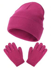 1SET Kids Hat Gloves Set For School - Knitted Baby Hat For Winter, Warm Unisex Combo Pack Knitted Hat Outdoor Accessory - 1 Set - View 27