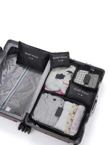 6pcs Travel Luggage Organizer Bags, Foldable Packing Cubes, Shoe Bag, Underwear Bag - Grey - View 7