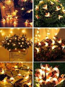 1 bộ đèn dây hình ong dễ thương chạy bằng năng lượng mặt trời, 20 bóng/50 bóng/100 bóng, dài 5m/7m/12m, 8 chế độ chiếu sáng, thích hợp cho sân vườn ngoài trời, hàng rào, hiên nhà, trang trí Giáng sinh, tiệc tùng, đám cưới [Năng lượng mặt trời] - Màu trắng ấm áp - Xem 6