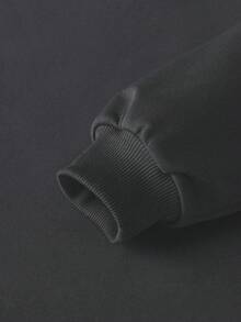 女款休閒寬鬆日文字母印花運動衫，秋冬百搭 - 深灰色 - 查看 7