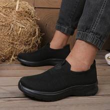 Nuevos Zapatos Deportivos Transpirables de Malla Elástica Suave, Zapatos de Caminar Casuales, Zapatos Deportivos Ligeros de Punto  Sin Cordones - YH81 - Blanco roto - Ver 5