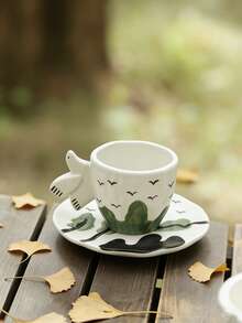 1 Set Creative Hand-Pinched 3D Squirrel & Pigeon Painted Ceramic Coffee/Milk Cup & Saucer - Multicolor - View 8