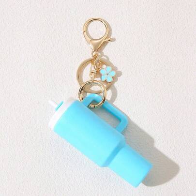 Cute Flower Mini Tumbler Cup Keychain - Stylish Accessory For Women's Bags & Backpacks