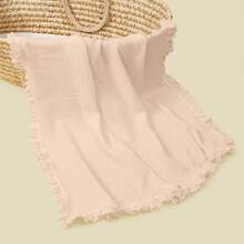 1 chiếc chăn quấn em bé bằng cotton nguyên chất mềm mại và thoáng khí, màu trơn với viền xếp ly, phù hợp cho cả bé trai và bé gái, tuyệt vời để sử dụng hàng ngày và làm quà tặng ngày thiếu nhi. - Nhiều màu - Xem 14