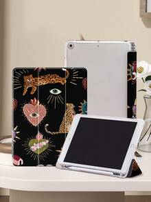 豹纹眼睛保护套，兼容 iPad Air 4/5 10.9 英寸、iPad 7/8/9 10.2 英寸、iPad 第十代，内置 Apple Pencil 插槽，支持自动睡眠/唤醒功能，也兼容三星 Tab S6 10.4 英寸、Tab A9 11 英寸、Kindle Paperwhite 第十二代（2024 年款），复古豹纹风格，情人节/新年礼物之选。 - 彩色 - 查看 3