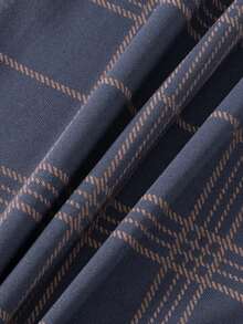 2pcs Men's Lightweight Short Sleeve Pajama Set, Short Sleeve & Pants, Men's Gray & Orange Plaid Print Loungewear Set