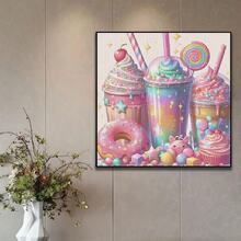 1 Set 5D Diamond Painting Kit - "Sweet Dreamy Food Style - Cream Ice Cream Donut", Large Size Full Drill Round Acrylic Diamond Art DIY Painting Set, Frameless Mosaic Craft, Suitable For Home And Office Desktop Decor - Multicolor - View 13