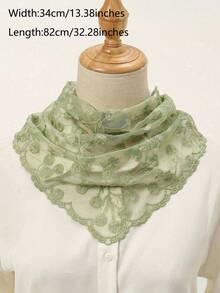 1pc Lace Floral Trim Scarf, Triangular Scarf, Bag Decor, Hair Tie - Multicolor - View 2