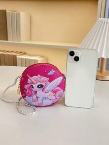 1pc Young Girl PU Leather Zipper Closure Cute Unicorn Mini Crossbody Bag, Suitable For Daily Use - Unicorn - View 4