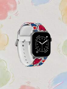 1pc Colorful Graffiti Heart Soft Elastic Breathable Comfortable Replacement Wristband Strap For Apple Watch 38mm 40mm 41mm 45mm 44mm 42mm 49mm, Fashionable Casual Multi-Color Silicone Watch Band Compatible With Apple Watch Ultra Series S11/S10/SE/9/8/7/6/5/4/3/2/1 Smartwatch Accessories - Multicolor - View 3