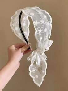 2pcs/1pc Floral Print Bow (Floral Embroidery Pattern Randomly Arranged) Elegant Vintage Bohemian French Lace Embroidered Wide-Brimmed Headband/Hair Hoop For Women, Romantic Countryside Style, Suitable For Summer, High-End Sweet Girl Hair Accessory, Outdoor/Beach Photography, Hair Band Head Accessories Beauty Home Hair Accessories Hairband,Travel,Birthday - Rusty Rose - View 6