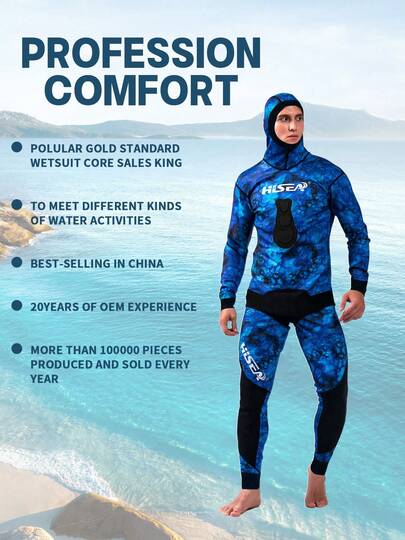 HISEA 1.5mm Neoprene Wetsuit For Women; Men's Separate Style Freediving And Hunting Wetsuit; Unisex Hooded Diving Wetsuit