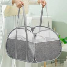 CYPNCesta Plegable para Lavandería 90L - Tela Oxford Gruesa con Asas Resistentes Ideal para Ropa Juguetes y Artículos DiversosFashion - Gris - Ver 8