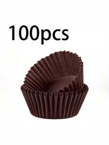 100pcs/200pcs White/Natural/Coffee Color Baking Cups, Oil-Proof & Heat-Resistant, Suitable For New Year, Valentine's Day, Birthday, Wedding And Holiday Baking Parties - Multicolor - View 8