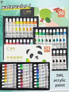 Ensemble de peinture acrylique 24/18/12 couleurs 5ML, peinture acrylique 24 couleurs, non décolorante, pigment riche, convient aux débutants, enfants, adultes, artistes, applicable aux artisanats sur canevas, peinture sur bois, parfait pour les artistes, étudiants, artisanat, murs, vêtements - Multicolore - Voir 3