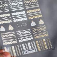 1张5D美甲贴纸，优雅毛衣图案，美甲贴花 - 銀色 - 查看 5