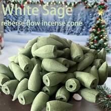 50/100/150/300颗白鼠尾草香锥，芳香倒流香锥，薰衣草檀香沉香珠，适用于瑜伽、冥想、居家、卧室、厨房、花园、茶室、办公室、酒店、放松、舒缓压力、节日礼品