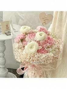 40pcs Pink Background Red Bow Transparent Thin Wrapping Paper, 70*50cm Gift Wrapping Paper, Pink Ballet Bow Wrapping Paper, Art Paper, Birthday Gift Wrapping Paper, Gift Bag Filler And Party Gift Wrapping Paper, Thin Paper, Bouquet Wrapping Paper, Gift Wrapping Paper