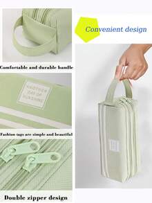 1 pieza Estuche de lápices de tela Oxford de doble capa con gran capacidad - Adecuado para estudiantes, esencial para volver a la escuela, artículos de papelería, caja de lápices, mochila, estuche de lápices de varias capas, esencial para volver a la escuela - Multicolor - Ver 5