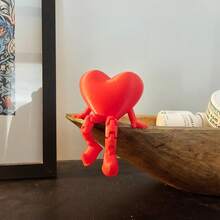 情人节可动红色爱心机器人 - 3D打印减压玩具，情人节礼物，可爱桌面装饰，缓解压力（1/6件装）