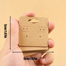 100pcs Square Brown Kraft Paper Earring Display Cards With Hanging Holes, Ideal For DIY Jewelry Making And Organization