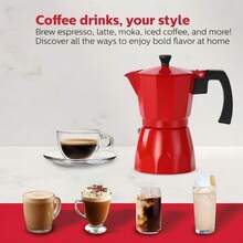 3/6 Cups Italian Moka Pot, Includes 2 Cleaning Brushes And 2 Coffee Spoons – Stove-Top Italian Coffee Maker, Durable Cast Aluminum Coffee Pot, Suitable For Home And Camping (Espresso/Cappuccino/Latte). - Red - View 7