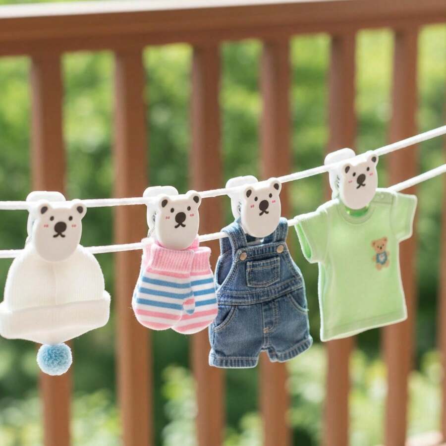 Set de Pinzas Decorativas con Diseño de Osito Blanco para Ropa, Papeles o Manualidades – Ganchos Tiernos y Resistentes para Uso en el Hogar, Oficina o Regalos Creativos - Multicolor - Ver 1