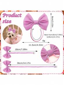 3Pcs Random Color Shiny Fabric Bow Pet Headband, Adjustable Bow Hair With Hat, Cat And Dog Dressing Supplies, Essential For Holiday Cute Pet Dressing Up, Puppy Keep Cute Must Have, Decorative Photography Is Super Eye-Catching, Soft And Skin Friendly Without Compromising The Head, Cachorro Feliz Decoration - Black - View 2