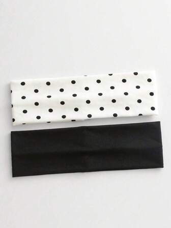 2pcs/Set Women's Fashion Polka Dot Print Soft Non-Slip Headband, Elastic Yoga Sports Headband Hair Accessories, Versatile For Daily Wear, Suitable For Multiple Occasions Women Hair Bands