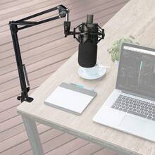 Audio-Technica AT2020 Mic Boom Arm With Foam Windscreen Suspension Boom Scissor Arm Stand With Pop Filter Cover For Audio-Technica AT2020 Microphone By SUNMON - 麥克風支架和防噴罩 - 查看 6