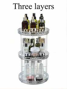 1 Stück drehbarer mehrstöckiger transparenter Tisch-Kosmetikorganizer, geeignet für Hautpflege, Parfüm, Kosmetik, Valentinstag Geschenk, ideal für Urlaub, Strand, Badezimmer, Schlafzimmer, große Kapazität, Kosmetiktasche, Reiseessentiell - Verschiedenfarbig - Übersicht 15