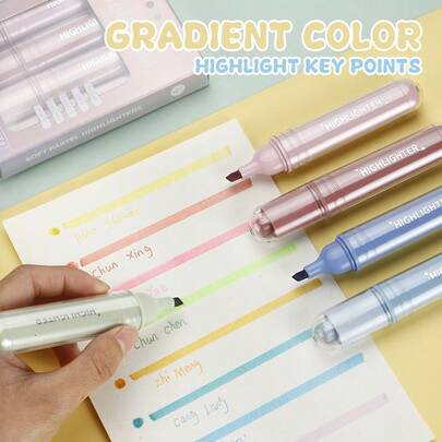 12pcs Gradient Fluorescent Highlighter Pens, High-Quality Colorful Marker Pens For Note-Taking, Journaling, Drawing, Ideal For Students