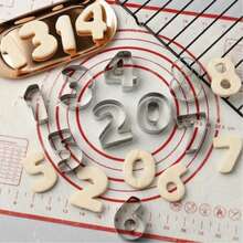 Numeric Cookie Cutter Set. Includes 0-8 Number Shaped Cutters (6-9 Are Inverted Design), Made Of Stainless Steel, Cookie Baking Molds, Numeric Baking Tools - Silver - View 3