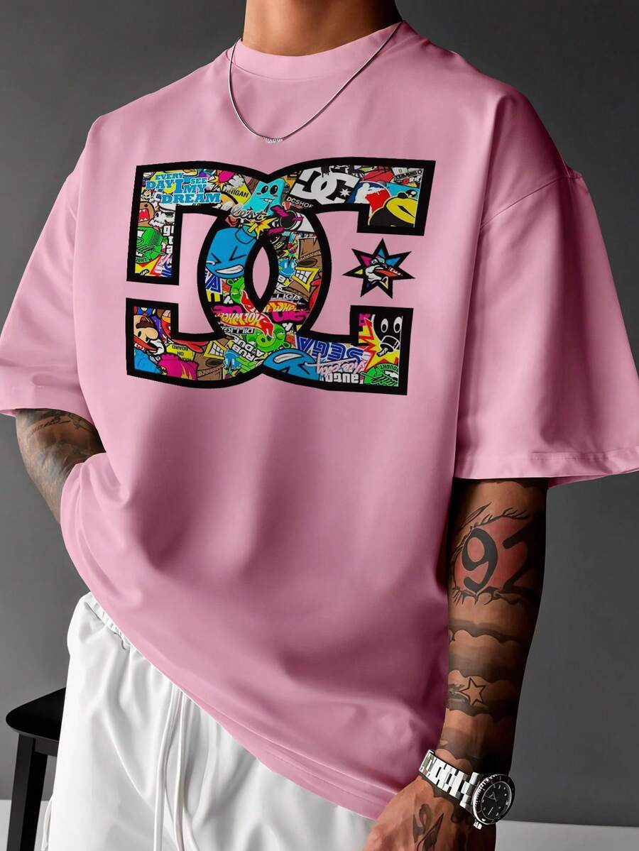 Basic DC Collage Unisex T-Shirt DTF Ref4227 - Hồng - Xem 1