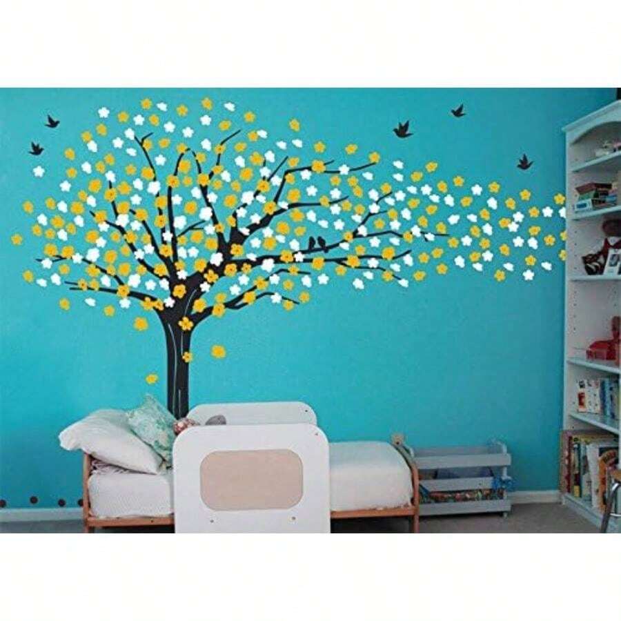 Vinyl Art Wall Decals Mural for Nursery Room, Sakura Tree Removable Black(default) - Multicolor - Ver 1