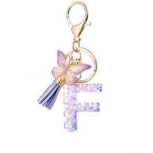 1pc Handmade Crystal Resin Butterfly & Letter Keychain, Tassel Keyring, Small Gift For Wedding, Birthday, Baby Shower, Travel Souvenir, Graduation, Housewarming, Party (5 Styles Available) - Multicolor - View 74