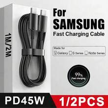 45W USB Type-C Cable, 5A Fast Charging Dual USB-C Data Cable, Compatible With Galaxy S25 Ultra/S25/S25+, S24 Ultra/S24/S24+, S23 Ultra/S23/S23+, S22 Ultra/S22/S22+, S21 Ultra, Note 20/Note 10, Z Fold 3 Fast Data Cable