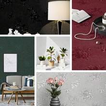 1卷红色玫瑰复古壁纸 - 自粘乙烯基材质，易于安装，适用于卧室、客厅、厨房家具、沙发、床头板装饰，家居装饰墙贴，DIY墙纸，45厘米*500/300/100厘米 - 酒紅色 - 查看 2