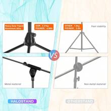 Microphone Stand Floor Foldable Mic Stand Heavy Duty Tripod Boom Arm With 2 Screws Adapter 2 Mic Clips 2 Foam Covers And Carrying Bag For Singing Karaoke Stage HLS02 - 重型 + 鋁合金底座 - 查看 3