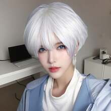 合成短直假发，适合角色扮演、动漫可爱男孩造型，时尚日常佩戴