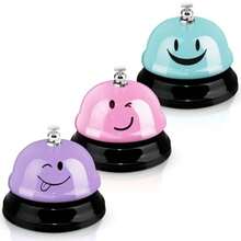 3 Timbres de Escritorio para Servicio de 3 Pulgadas de Diámetro Timbre de Llamada con Cara Sonriente con Construcción de Metal Antioxidante Campana de Recepción para Oficina Rosa Rosada - ROSAROSA - Ver 2