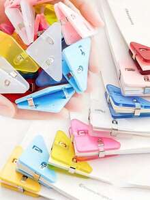 1pc Multi-Functional Creative Right Angle Triangle Clip, Office Stationery Book Clip, Exam Paper Anti-Curl Clip, File Memo Clip, Corner Clip, Data Storage Receipt Clip (Random Color) - Multicolor - View 5