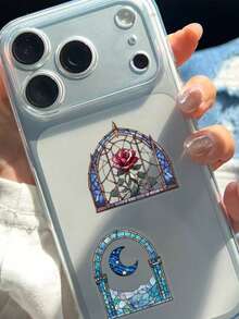 50/150/250/500片复古花卉镜面贴纸，可用于装饰日记本、剪贴簿、计划本、收纳盒、水瓶、手机壳、平板电脑、冰箱、头盔、涂鸦，自粘式 - 彩色 - 查看 4