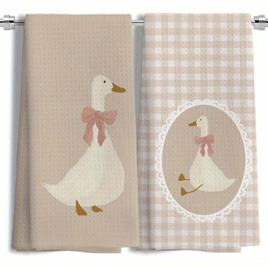 2/4/6/8/10/12pcs Bow Goose Hand Towels For Bathroom Decoration, Goose Kitchen Towels, Valentine's Day, Birthday And Other Festivals To Give To Family And Friends Kitchen Towel Set,Machine Washable - 16 X 24 Inch Rectangular Towels, Suitable For Kitchens And Bathrooms - Nhiều màu - Xem 1