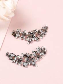 1对时尚高端优雅公主风闪亮镶钻金属电镀铜合金多功能可拆卸鞋夹/鞋扣，适用于女士鞋子、包包、口袋，是婚礼、派对、商务场合的时尚配饰。