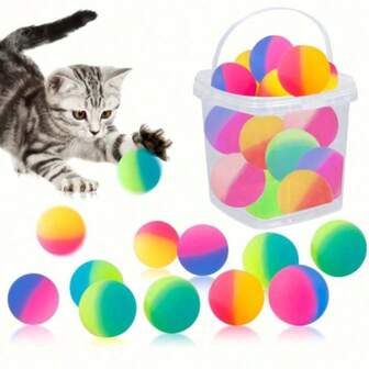 15 piezas Pelotas rebotables para gatos, juguetes interactivos para gatos, pelotas rebotables de 32 mm de alto para interiores, pelotas de goma grandes y coloridas, juguetes para mascotas, regalo para gatitos