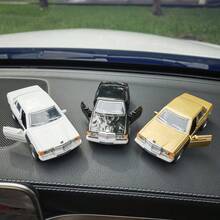 1 peça de estatueta vintage de carro com cabeça de tigre de dois andares em liga de zinco, acessório de decoração para carro, presente de aniversário - Multicolorido - Ver 3