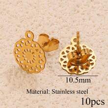 10pcs Stainless Steel 18K Gold-Plated Minimalist Fan-Shaped / Star / Braided Pattern / Geometric Welded Hoop Stud Earrings Suitable For DIY Earring Jewelry Making And Everyday Wear Earrings For Women - Earrings - View 18
