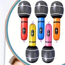 2/30pcs Colorful Inflatable Microphone - Modern Style, No Power Needed, No Feathers, Inflatable Microphone Prop, PVC Microphone Entertainment Performance Stage Decor Inflatable Party Prop Balloon Gift, Vibrant Party Favor, Multipurpose Party Decor Prop, Assorted Colors, Durable Plastic, Ideal For Music Concert Themed Party, Birthday, Wedding Etc - Fun Party Decor And Photo Prop, Random Colors, Reusable Inflatable Prop - Multicolor - View 6